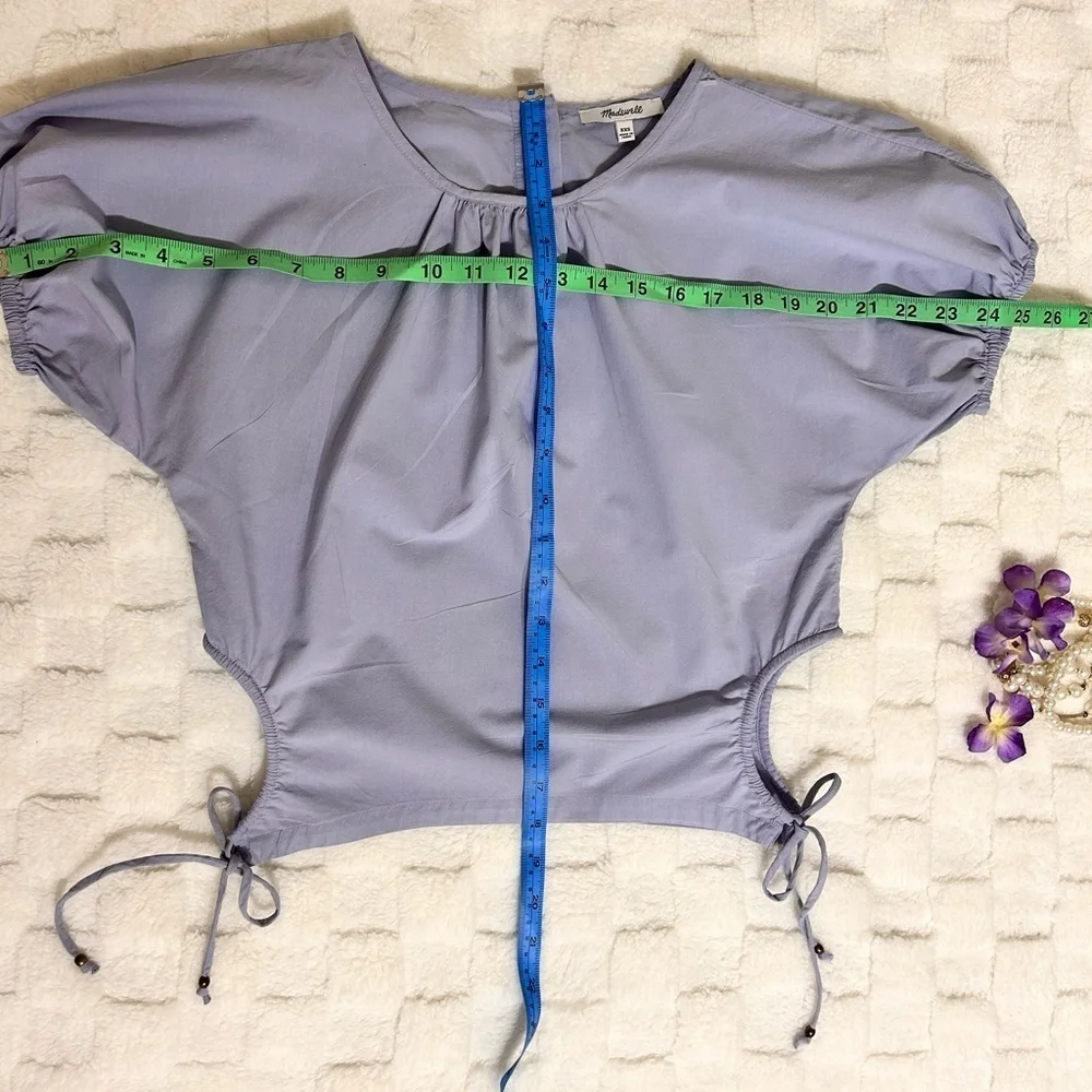 Madewell Boxy Puff Sleeve Blouse in Purple Size:XXS